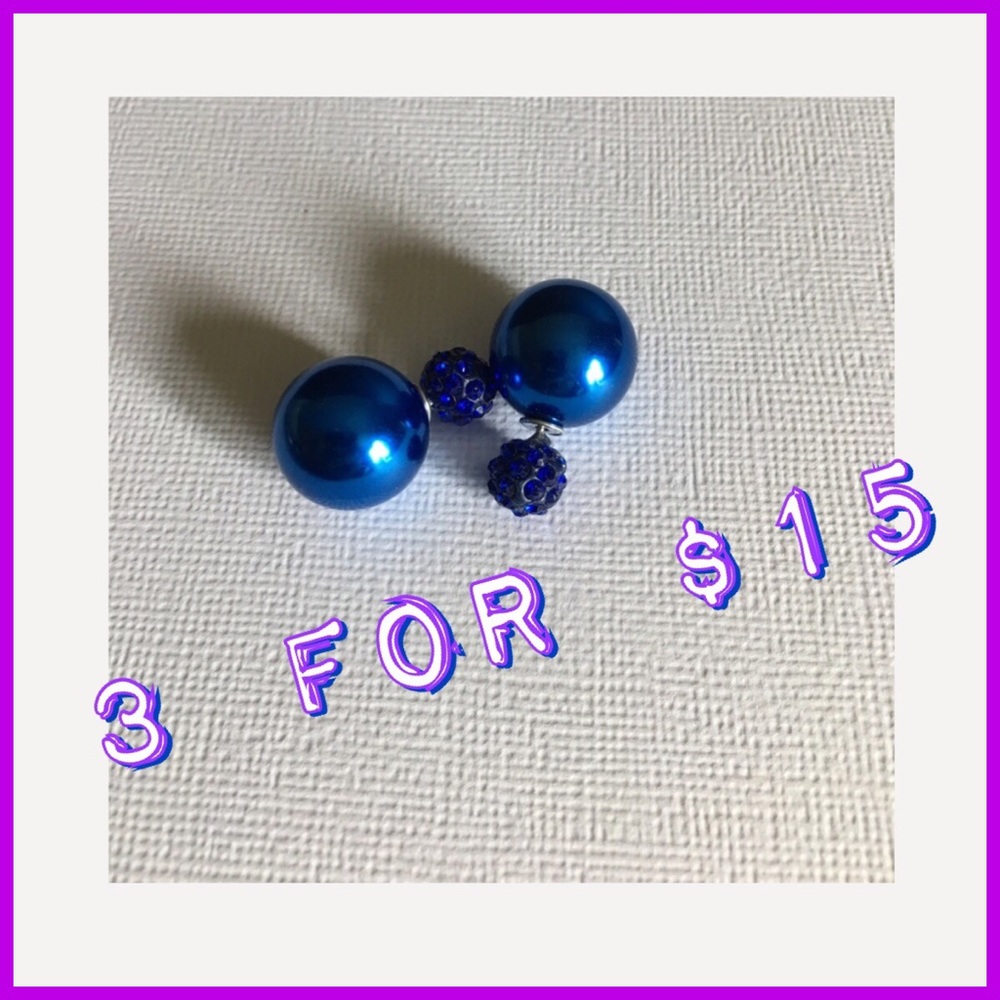 3 FOR $15.  Royal Blue Double Stud